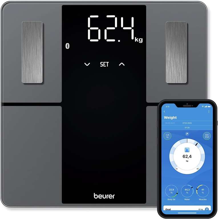 Beurer BF 500 - Digital kroppsvåg med app, mätning av kroppsfett och muskelprocent osv.