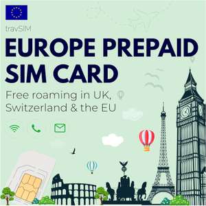 [PRISFEL] travSIM Europe SIM-kort 12 GB (Gratis roaming i Storbritannien, Schweiz och över 30 EU-länder)