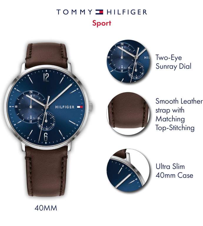 Tommy Hilfiger Mens Multi dial Quartz Watch with Leather Strap