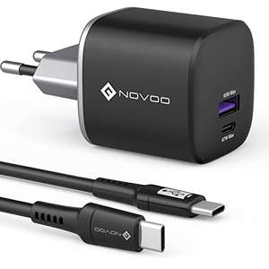 NOVOO 67W USB C-laddare - GaN III - SuperVOOC-blixt - 1x USB-A / 1x USB-C, inkl. 1 m USB-C-kabel