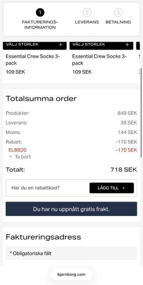 20% rabatt på Björn Borg med kod | Pepper