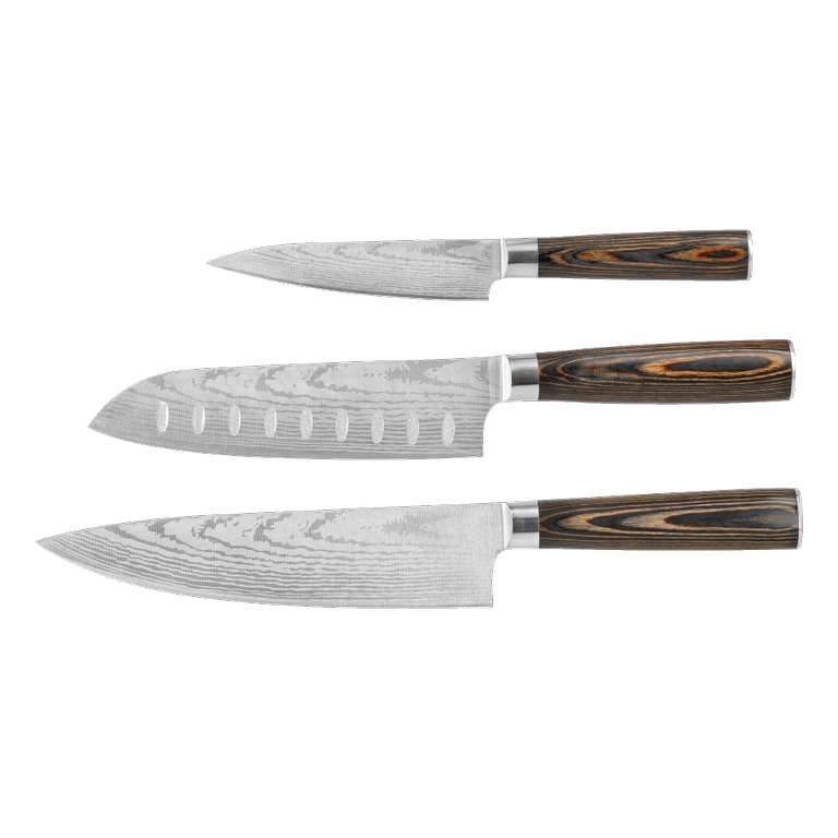 Menuett - Knivset 3 delar, kockkniv i asiatisk stil, grönsakskniv och en stor kockkniv, 32 cm