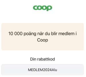100:- Gratis för nya medlemmar hos coop via länk + kod